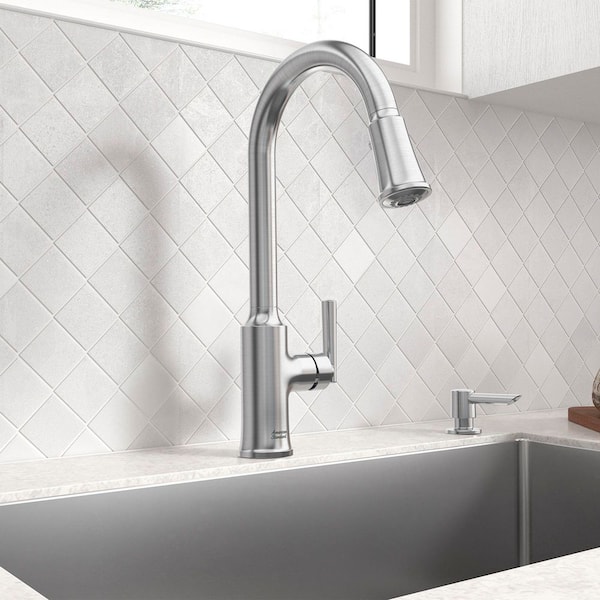 Raviv Single Handle Pull Down Sprayer Kitchen Faucet with Triple Spray and Lever Handles in Stainless Steel
