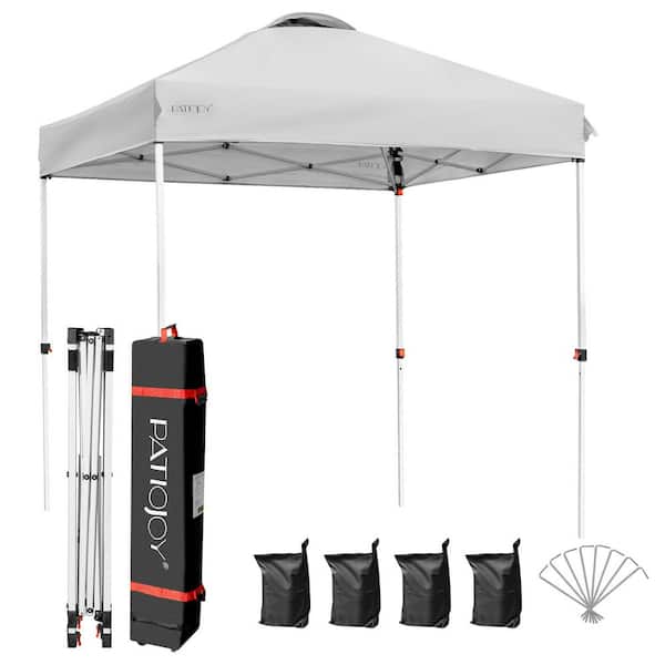 ANGELES HOME 6.6 ft. x 6.6 ft. Outdoor Pop-up Canopy Tent with Roller Bag, Height Adjustable, Gray