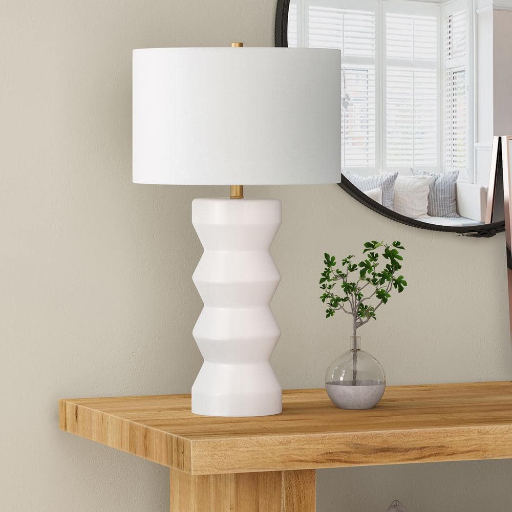 Carlin 26.5" Matte White Ceramic Table Lamp with Alexa Voice Control