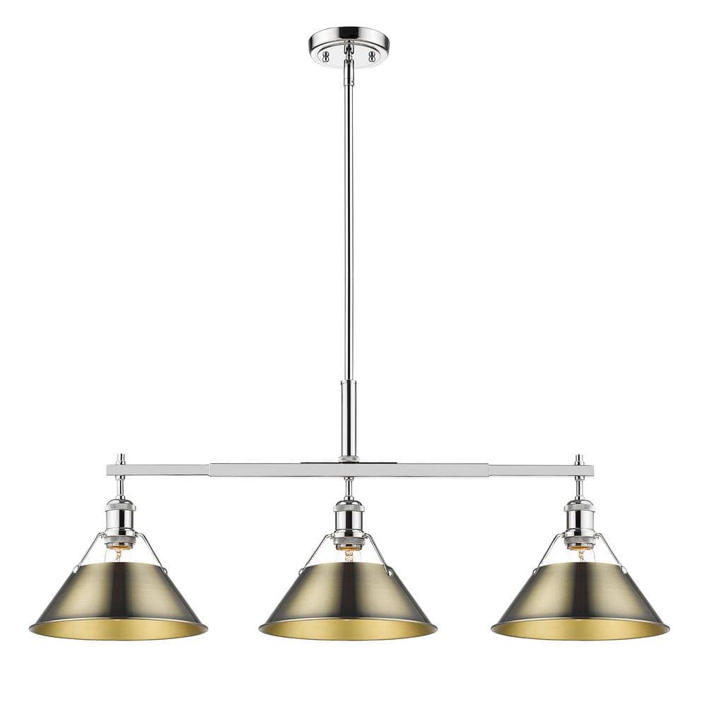 Orwell 100-Watt 3-Light Chrome and Aged Brass Linear Pendant Light price history on PriceWatchPro