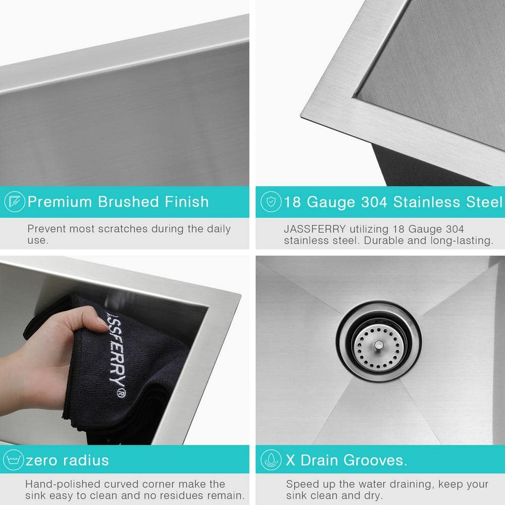30-Inch Stainless Steel Single Bowl Undermount Kitchen Sink with Faucet