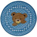 Supreme Teddy Center Blue 3 ft. Round Area Rug