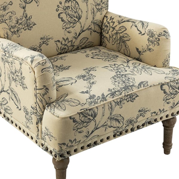 indigo blue floral armchair