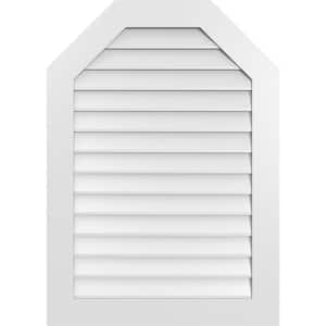 30 in. x 42 in. Octagonal Top Surface Mount PVC Gable Vent: Decorative with Standard Frame