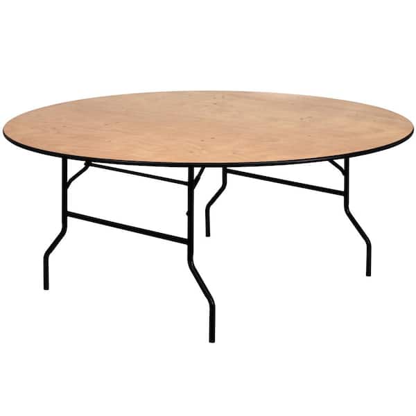 Carnegy Avenue 72 in. Natural Wood Tabletop Metal Frame Folding Table