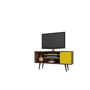Liberty 53 in. Rustic Brown and Yellow Matte Wood TV Stand Fits TVs Up to 50 in. with Storage Doors