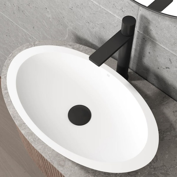 Vessel Bathroom Sink Pop-Up Drain and Mounting Ring, Matte Black