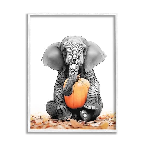 Stupell Industries Elephant in Autumn Leaves by Annalisa Latella 1-Piece Framed Graphic Print Animal Poster Art Print 14 in. x 11 in.
