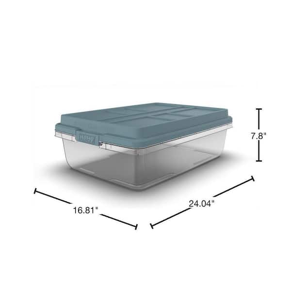 Hefty 72qt Clear Hi-Rise Storage bin with Stackable Lid Gray 72 qt