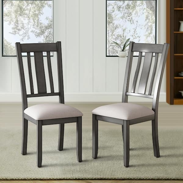 Maincraft Gray Wood Dining Chairs with Ergonomic Design (Set of 2)