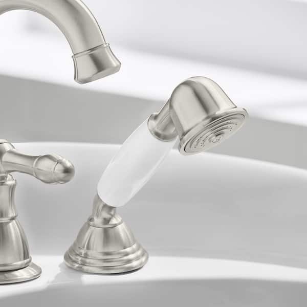 Lyndhurst 2-Handle Deck-Mount Roman Tub Faucet with Handheld Shower in Brushed Nickel Lyndhurst 2-Handle Deck-Mount Roman Tub Faucet with Handheld Shower in Brushed Nickel