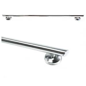 32 in. x 1.25 in. Concealed Screw Straight Decorative ADA Compliant Grab Bar, Long Grip and Angled End in Brushed Nickel
