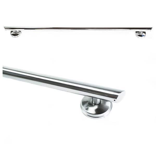 Grabcessories 42 in. x 1.25 in. Concealed Screw Straight Decorative ADA Compliant Grab Bar, Long Grip and Angled End in Brushed Nickel