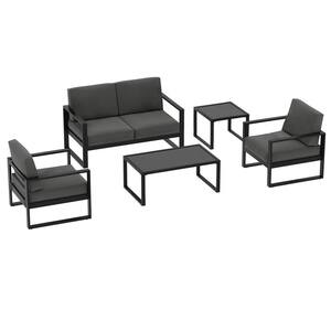 5 Pieces Aluminum Patio Conversation Set with Cushions