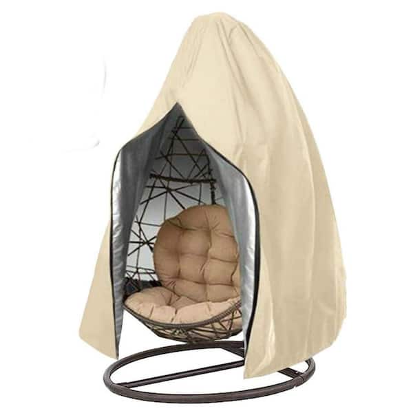 Angel Sar 75 in. H x 45 in. W Beige Waterproof Patio Single Seat Egg Chair Cover with Zipper and Bottom Buckle