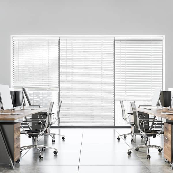 White Cordless Light Filtering Eco Mini Blinds with 1 in. Slats-34.5 in. W x 64 in. L
