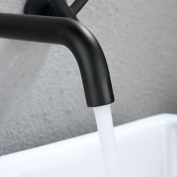 HOMELODY Matte Black Two-Handle Wall Mount Bathroom Faucet high quality