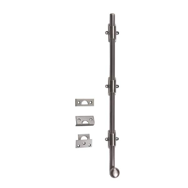 18 in. Heavy-Duty Solid Brass Antique Nickel Surface Bolt with Round Knob