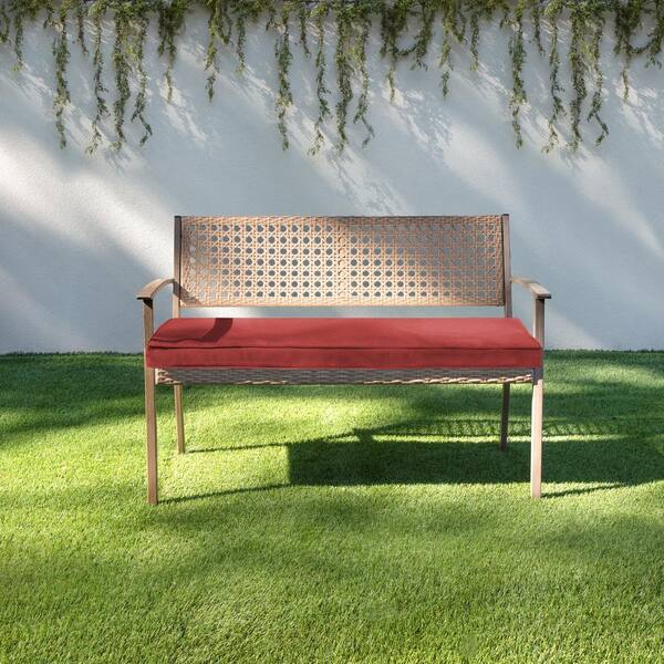 SORRA HOME 57 in. x 17 in. Indoor Outdoor Corded Bench Cushion in Sunbrella Cast Pomegranate HD342131SC The Home Depot