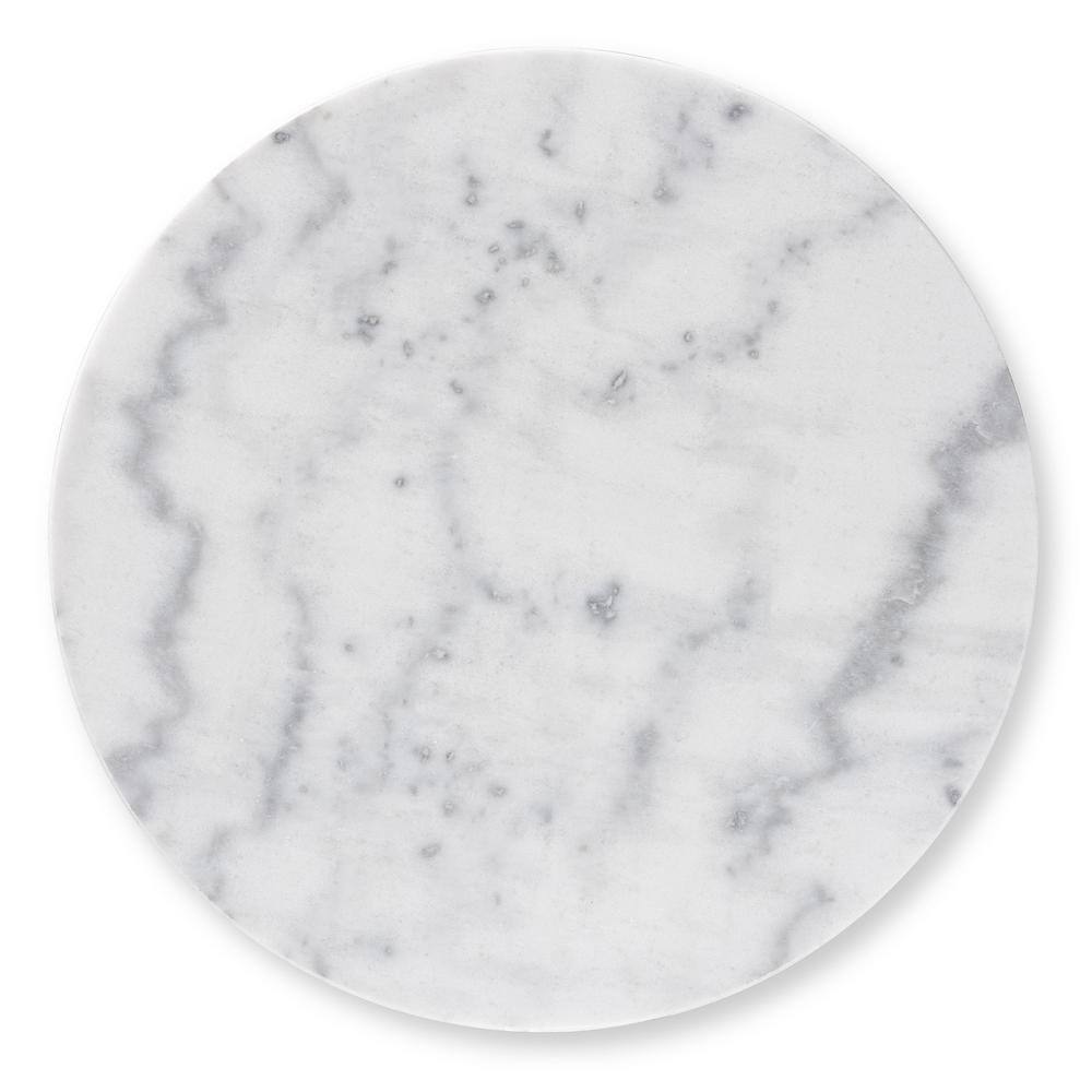 Jaclyn White Marble and Gold Metal Round Accent Table