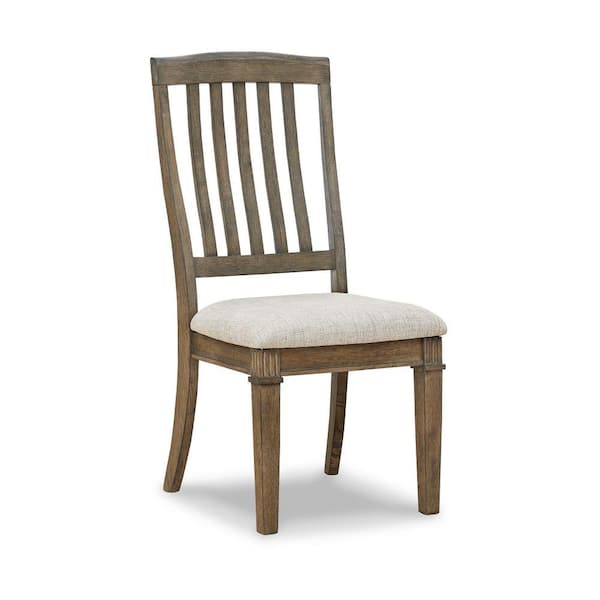 Benjara Beige and Brown Polyester Slatted Back Dining Chair (set of 2)