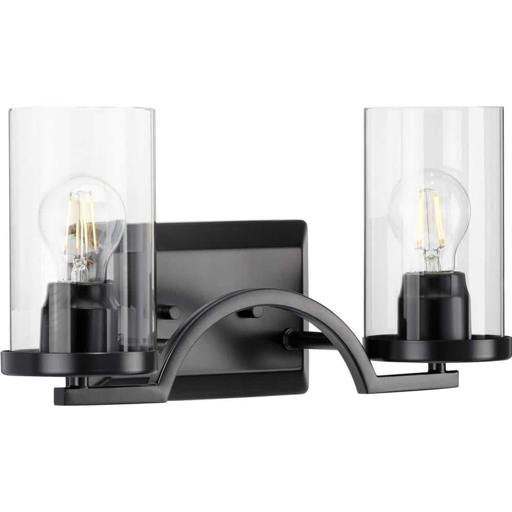 Progress Lighting Lassiter Collection 2-Light Matte Black Clear Glass ...