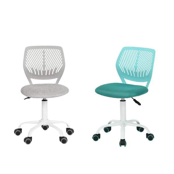 Homy Casa CARNAT Kids Desk Chair Set of 2, Adjustable Swivel Chair with Cushioned Seat and Lumbar Support, Grey and Teal
