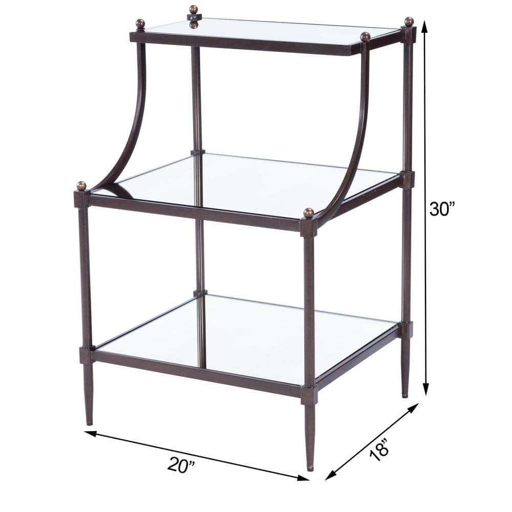 Bronze Mirrored Glass Rectangular Accent Side Table
