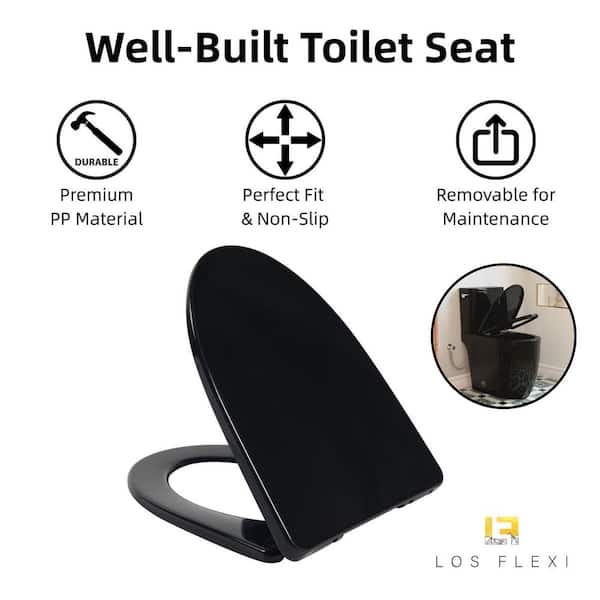 21 in. Extra Tall Toilet 2-Piece, Glossy Black, 1.28 GPF Single Flush, Elongated Bowl, 12 in. Rough-In, Soft-Close Seat