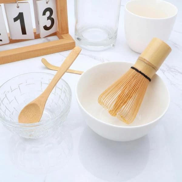 Natural Bamboo Matcha Whisk Set Matcha Whisk Matcha Kit Chasen Stirrer Tea Sifter Spoon Scoop for Tea, Brown