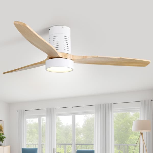 CACI Mall 52 in. Indoor/Outdoor White Ceiling Fan Integrated LED with Light Kit and Remote Control