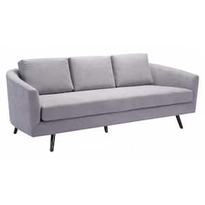 79.3 in Slope Arm Velvet Bridgewater Rectangle Sofa in Gray