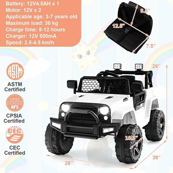 HONEY JOY 10.5 in. Kids Ride On Car Electric Vehicle Jeep with