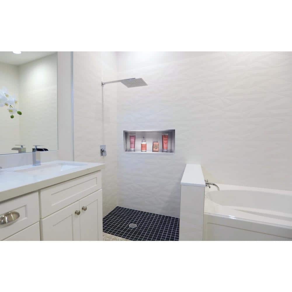 Brushed Stainless Steel Horizontal Shower Niche Shelf 24 x 12