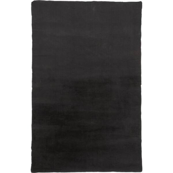 HomeRoots Black and Taupe Solid Color 3 ft. x 5 ft.Area Rug