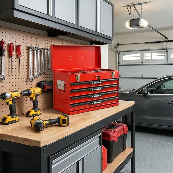 Boyel Living Black 13.58 in. H 4-Drawer Steel Tool Storage Cabinet