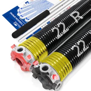 207 in. Wire x 2 in. x 22 in. L Electrophoresis Garage Door Torsion Springs in Yellow Left and Right with Winding Bars