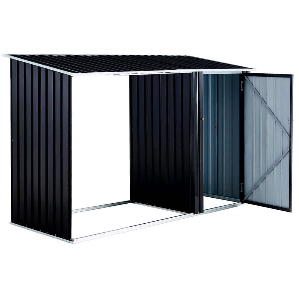 Cesicia 8.1 ft. W Outdoor Galvanized Steel Firewood Rack Storage Shed