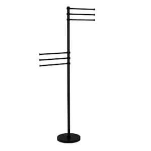 12 in. Arms in Matte Black Towel Stand with 6 Pivoting