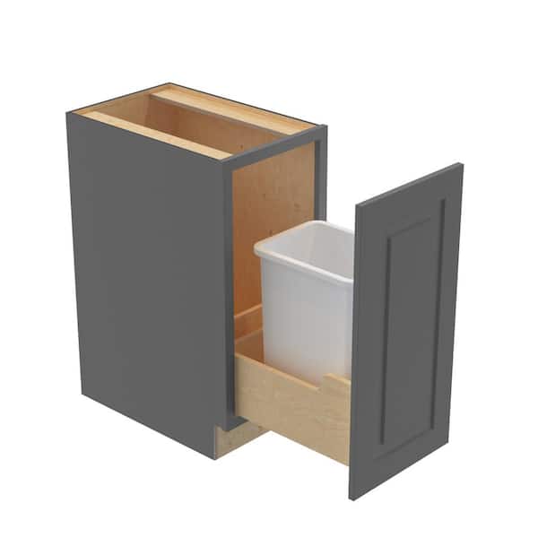 Home Decorators Collection Grayson 15 in. W x 24 in. D x 34.5 in. H Assembled Plywood Trash Can Kitchen Cabinet in Deep Onyx with Soft Close