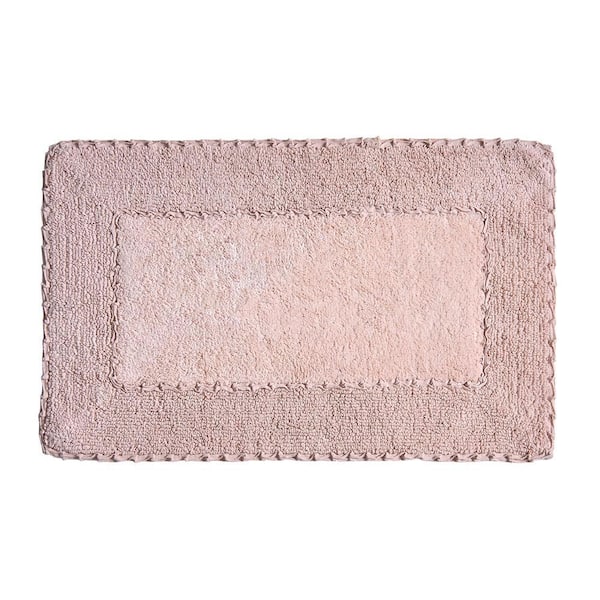 Laura Ashley Cotton Ruffle 17 in. x 24 in. Bath Rug in Blush