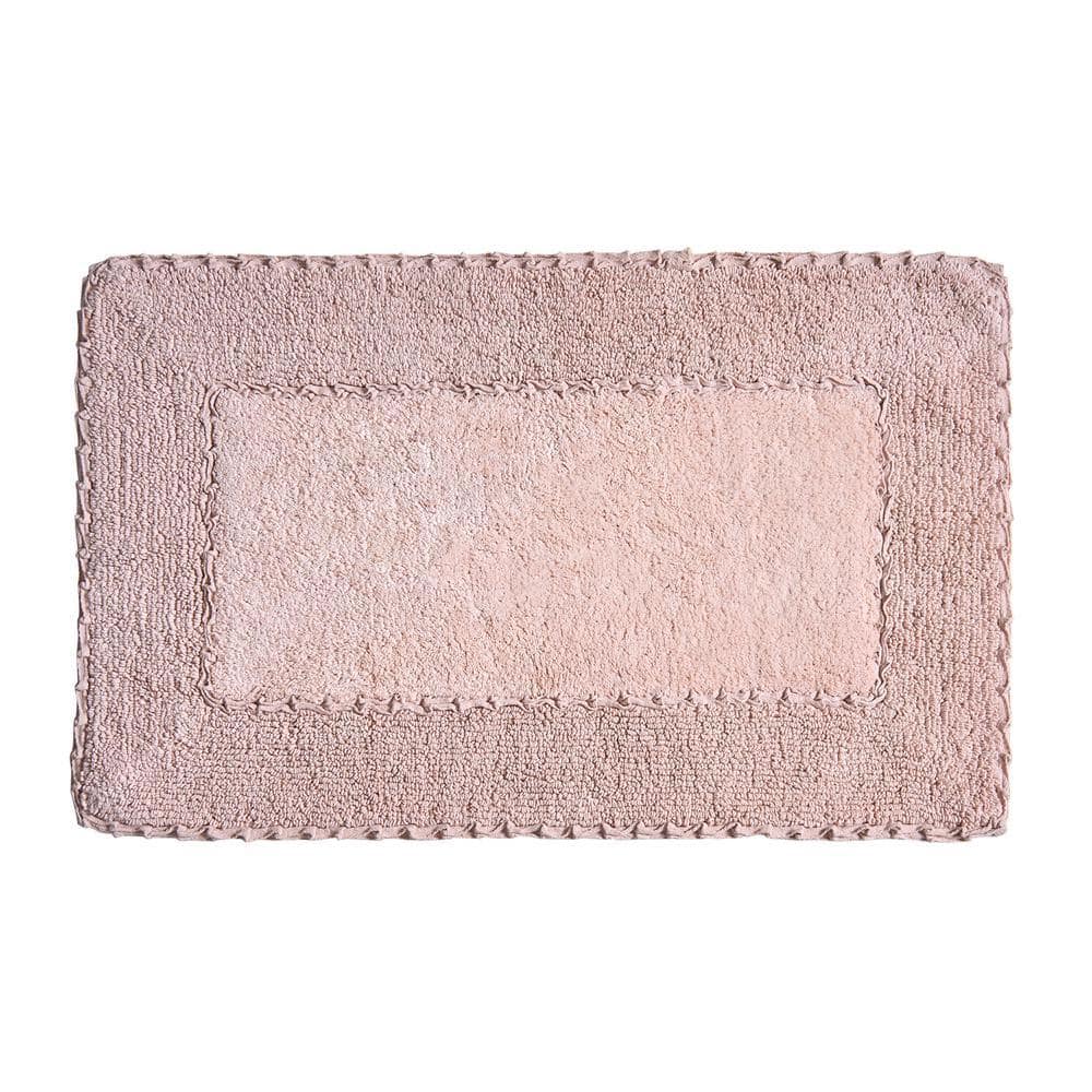 Laura Ashley 20 in. x 34 in. Blush Cotton Ruffle Bath Rug