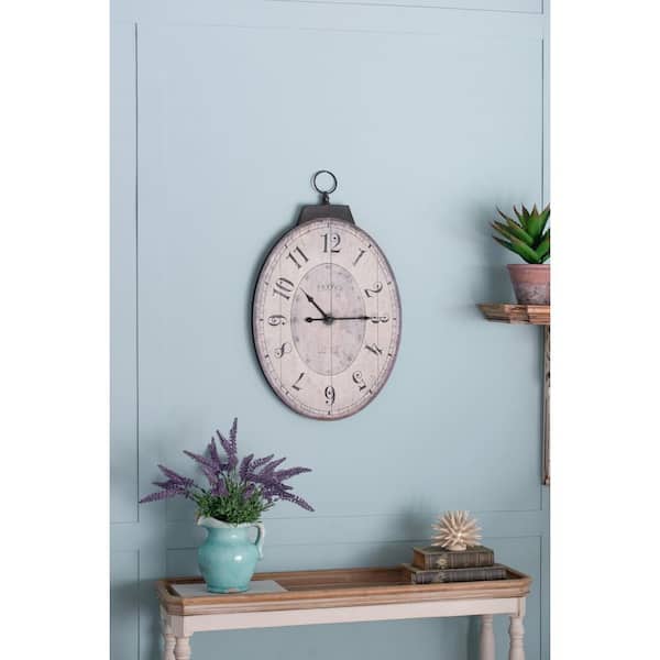 Traditional Ivory Analog Wall Clock CKJY2103-I - The Home Depot