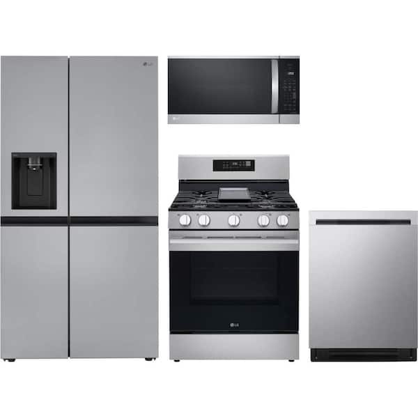 27 cu. ft. Standard Depth Side-by-Side Refrigerator with 5 Burner Freestanding Gas Range & Dishwasher with 3rd Rack