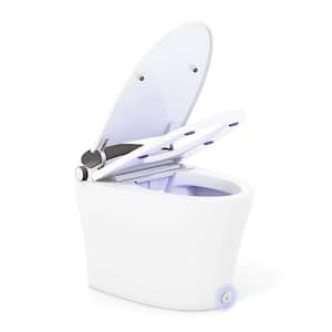 Smart Toilet Round Bidet Toilets 1.28 GPF in White with Adjustable Heated Seat Dryer Night Light Auto Open/Close