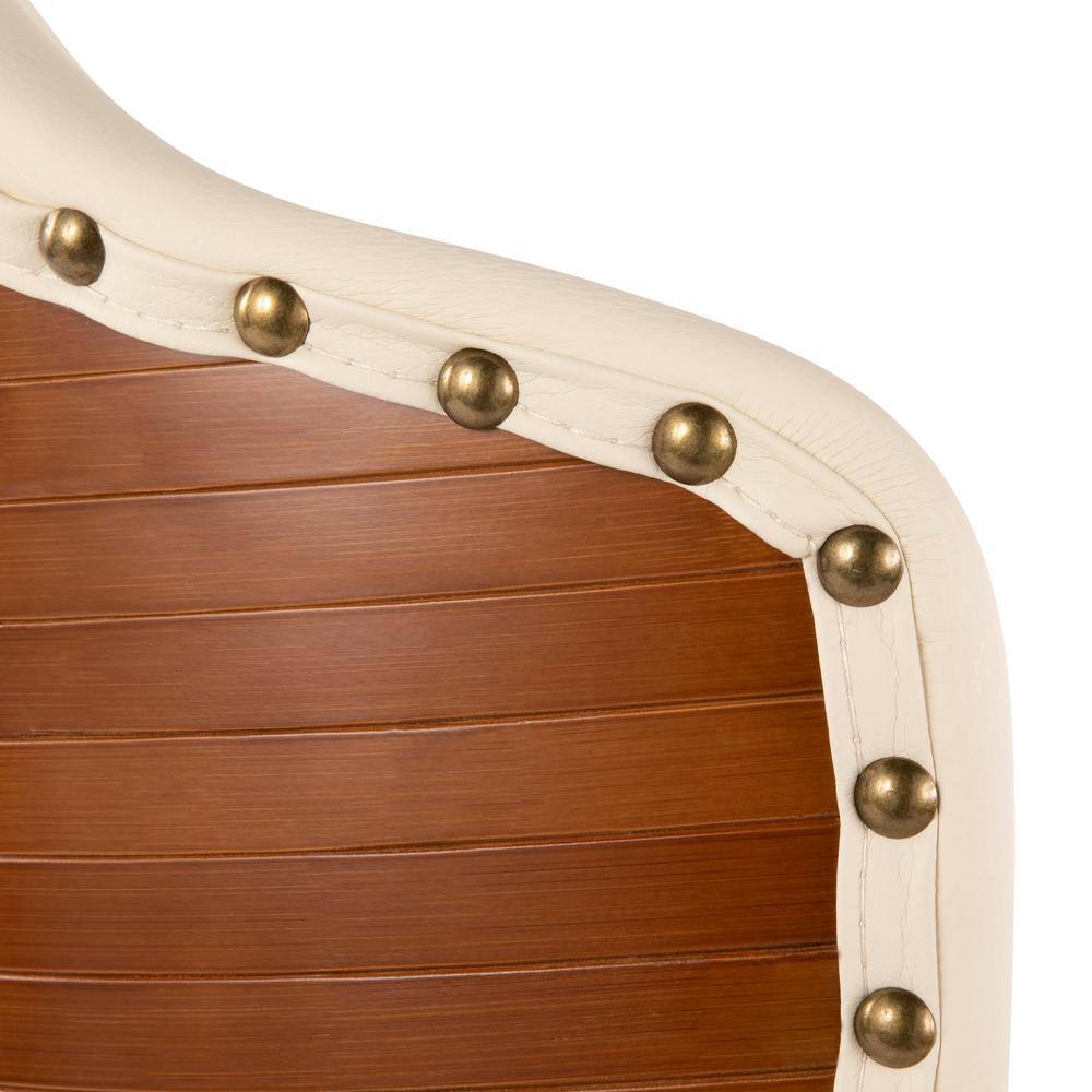 Ahoy Contemporary Cream Faux Leather Side Chair with Walnut Legs