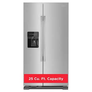24.6 cu. ft. Side by Side Refrigerator with Dual Pad External Ice and Water Dispenser in Stainless Steel