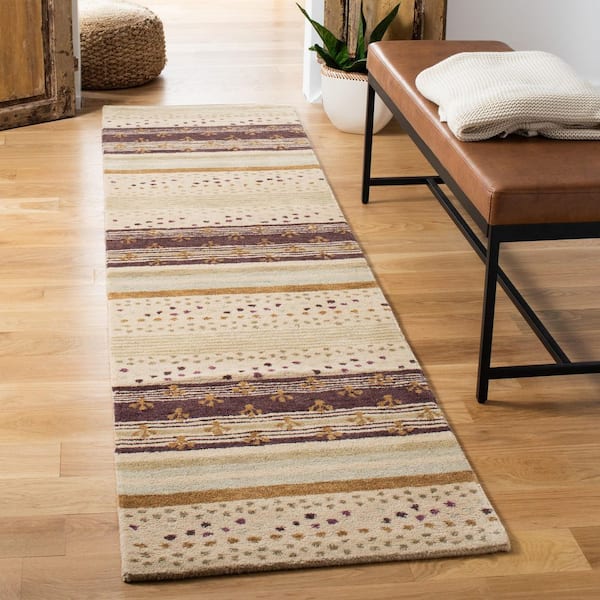 Wyndham 2 ft. x 9 ft. Ivory/Multi Striped Geometric Runner Rug