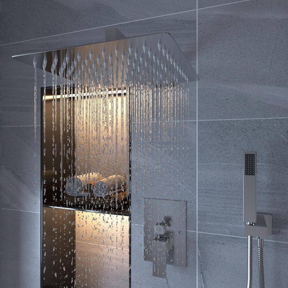 Brushed Nickel 10-Inch Rain Shower System with Handheld and Valve