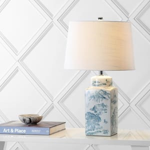 Audrey 24.5 in. Blue/White Chinoiserie LED Table Lamp